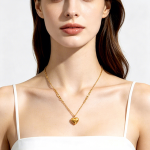 Collana con Ciondolo a Cuore in Acciaio Inossidabile, Catena Figaro Bicolore Oro e Argento, Design Minimalista, Gioielli Delicati <span class=keywords><strong>per</strong></span> Donne - Product Image 6