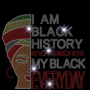 SOY Black History Rhinestone Transfers Crystal Hotfix Sorority Motif Rhinestone Iron on Transfer para camisa - Product Image 5