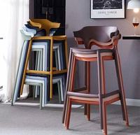 Tabouret de bar minimaliste de style nordique, multicolores, empilables, en plastique, chaise haute de bar pour la maison, l'îlot de cuisine, le comptoir