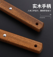 Manche en bois en acier inoxydable Outils de cuisine Ustensiles de cuisine Pelle Pancake Egg Turner Teppanyaki Steak Spatule