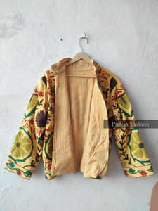 Chaqueta Suzani de Terciopelo y Algodón de Lujo para Mujer, Bordado Bohemio Hecho a Mano, Estilo Vintage, Motivo Tropical, Otoño Invierno - Product Image 6