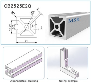Profilé en aluminium extrudé à fente en T OB2525E2Q <span class=keywords><strong>25x25</strong></span> de Chine pour l'industrie, profilés à fente en T pour établi # 8150 - Product Image 6