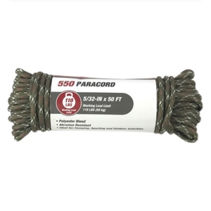 Dark 9 Strand Multifunctional Polyester and Plastic Parachute Cord Outdoor Camping Lanyard Rope 5/32IN X 50FT - Product Image 1