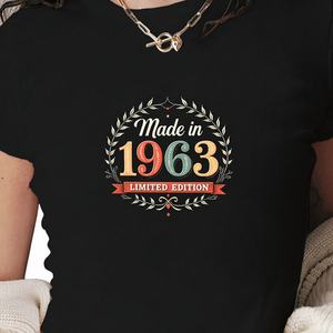 Camiseta Corta de Punto con Estampado Ajustado para Mujer, Estilo Vintage Y2K, Edición Limitada 1963 - Product Image 1