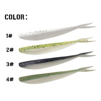 Umpan Pancing Buatan Cacing Plastik Lunak Ekor Garpu Ukuran Kecil 78 cm / 18 g untuk Ikan Mandarin & Bass 10 Pcs Tanpa Kail