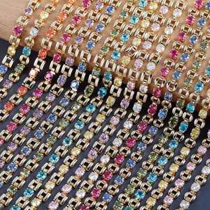 C226 Mode Multi Color Metall Zirkon Diy Armband Halskette für Frauen Schmuck Herstellung Zubehör 50cm/Los