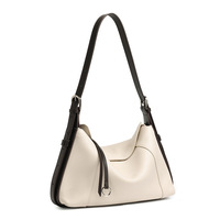 Sac à main en cuir véritable pour femme, nouvelle collection Printemps/Été 2026, design urbain et épuré, sac à bandoulière tendance avec deux sangles en polyester