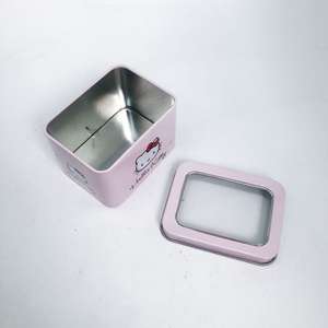 Directo de fábrica, tamaño pequeño, Hello Kitty, hojalata Rectangular, acabado mate de Metal, logotipo personalizado, caja de regalo de calidad, ventana para galletas - Product Image 4