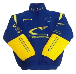 Chaqueta de Carreras Personalizada para Hombre, Chaqueta Bomber Acolchada Azul y Amarilla con Bordado y Logotipo Personalizado – Venta al Por Mayor OEM/ODM - Product Image 6