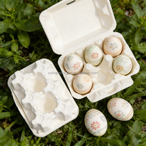 Carton à œufs écologique <span class=keywords><strong>OUTIN</strong></span> E6 en pulpe de bagasse blanche, 6 alvéoles, 153x110x70mm, pour l'emballage des aliments secs, des œufs et des gaufres - Product Image 5