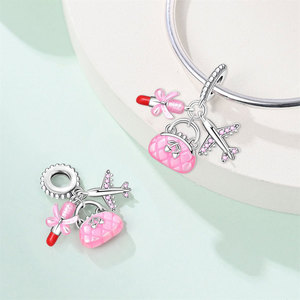 Abalorio Colgante de Cobre con Esmalte, Diseño de Verano, Vacaciones en la Playa, Viaje y Avión, Joyería para Pulsera, Regalo para Mujeres y Niñas - Product Image 5