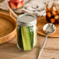 Custom 16oz 500ml Wide Mouth Glass Mason Jar Canning Jam Honey Food Storage Jar With Split Type Metal Lid