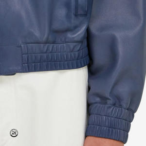 Cowhide Leather Jacket Black Navy Blue <b>Top</b> Grain Chrome Tanned Luxury Semi Aniline Finish - Product Image 4