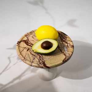 Salon hôtel Restaurant bureau blanc rond plateau de service décor à la maison plateau en marbre champignon <span class=keywords><strong>assiette</strong></span> de fruits - Product Image 3