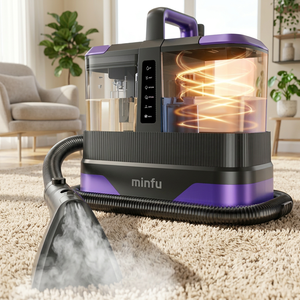 Limpiador de alfombras en húmedo y seco Minfu de 2100W, limpiador a vapor portátil con depósito para limpieza profunda de sofás, coches y textiles. - Product Image 1