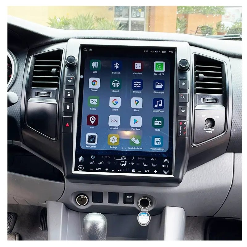 Layar sentuh gaya Tesla Android 13, navigasi GPS Radio vertikal terpasang di mobil untuk Toyota Tacoma 2005 - 2015