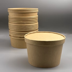 Bol à nouilles jetable en papier kraft, logo personnalisé, compostable, résistant à l'huile, conteneur rond pour plats chauds à emporter - Product Image 4