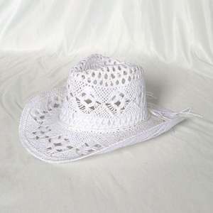 Chapeaux de cowboy en paille d'été en gros, au crochet, design ajouré, pour adultes unisexes, style western uni pour l'extérieur - Product Image 5