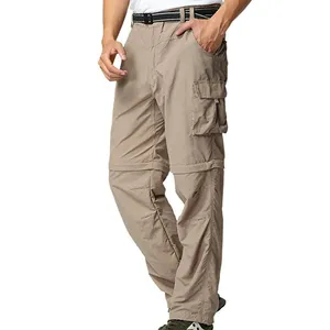 Pantalones de escalada con cremallera recta de fabricación Spandex Convertible de secado rápido ligero para hombre al aire libre senderismo pantalones Cargo