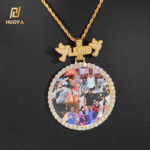 NUOYA liontin foto besar nama merah kait kustom liontin Gambar berlian Iced Out perhiasan Hip Hop - Product Image 6