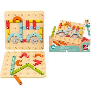 Shine Pep Early Learning Creative Wooden Pegboard Puzzle Toy Toddlers Transformable Educational Geometric Shape <b>Matching</b> <b>Board</b> - Product Image 6