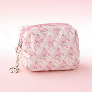 Bolsa de Maquillaje Acolchada con Diseño Floral Rosa, Personalizada, al por Mayor, con Cierre, Ecológica, para Niñas - Product Image 5