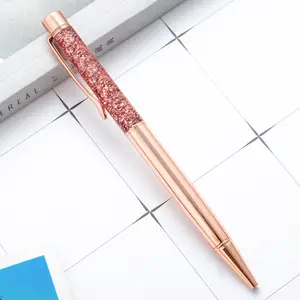 Glitter Pen Marble Rose Gold Writing Ball Point Metal Pen Floating Glitter Crystal Sparkles