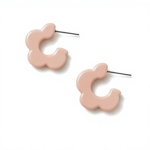 Boucles d'oreilles créoles en résine verte de luxe, design tendance, bijoux fantaisie en acrylique, accessoire unisexe pour femme - Product Image 6