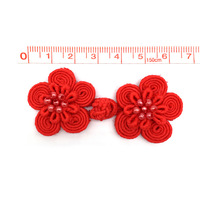 Boutons nœuds chinois traditionnels avec perles, écologiques et sans nickel, en tissu, forme fleur, pour boîte cadeau d'invitation de mariage