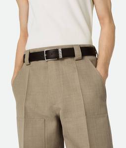 Ceinture réversible pour homme Bottega, ceinture de costume formelle de luxe, en cuir véritable tissé Intreccio, boucle à ardillon, style designer, BV Veneta - Product Image 6