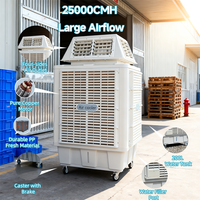 Ventilateur rafraîchisseur d'air évaporatif industriel et commercial sur pied, portable, 25000 cmh, pour un refroidissement intense et une humidification.
