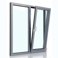 Portes et fenêtres modernes verticales insonorisées en alliage d'aluminium et verre, double vitrage trempé, battantes, isolantes thermiquement, pour cuisine et extérieur