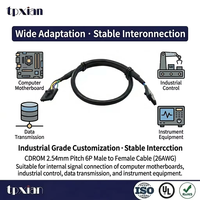 كابل إشارة UL1007 بقطر 2.54 مم و6 أطراف ذكر إلى أنثى من المصنع، سلك توصيل 26AWG مع قفل للأجهزة الصناعية واللوحات الأم