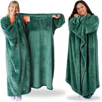 Couverture portable en flanelle douce avec manches, couverture de canapé confortable pour regarder la télévision, couverture enveloppante chaude pour adulte, utilisation à domicile
