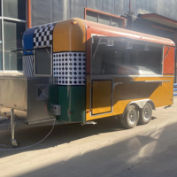 Barbecue en acier inoxydable pour camion de restauration mobile de style rétro à 4 roues, résistant à la rouille, remorquable, pour hot-dogs et pizzas, utilisation extérieure