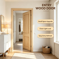 Natural Solid Pine Interior Door Unfinished Timber Door for Villa Inner Room Decoration