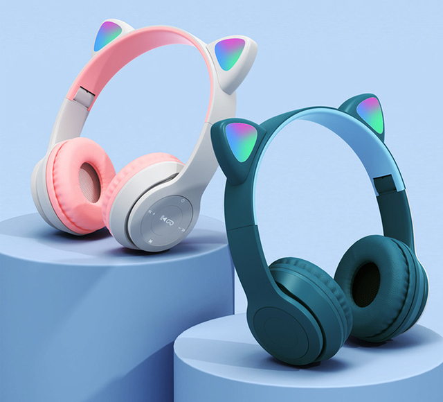 Hot Sale P47M Noise Cancelling Wireless Headphones BT 5.0 P47 Wireless Earphones Girls the Best Mobile Game Cat Ear Headphones