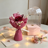 Bouquet de roses éternelles et fleurs séchées faites à la main - Aromathérapie solaire pour voitures, longue durée (3-5 ans), autoportant