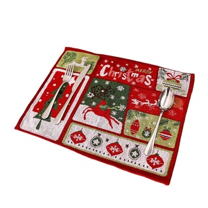 Set de table carré en coton tissé imprimé personnalisé pour Noël, 33x47cm, marque <span class=keywords><strong>ROYA</strong></span>, pour la maison, les restaurants, les bars, les hôtels - Product Image 1