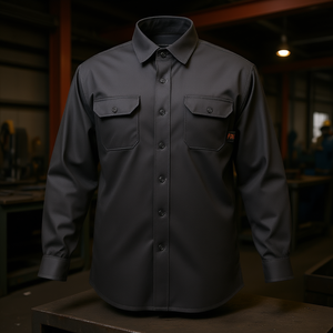 Chemise de sécurité en coton ignifuge pour soudeurs, noire, taille L, coupe régulière, protection thermique 200°C-450°C - Product Image 2