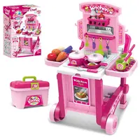 인기있는 주방 장난감 소녀 큰 행복 요리 세트 야채 액세서리 어린이 척 놀이 식기 가방