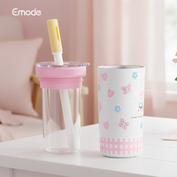Nouvelle Arrivée Emode : Gobelet Portable en Verre Borosilicate à Double Paroi en Acier Inoxydable avec Paille – Design Adorable