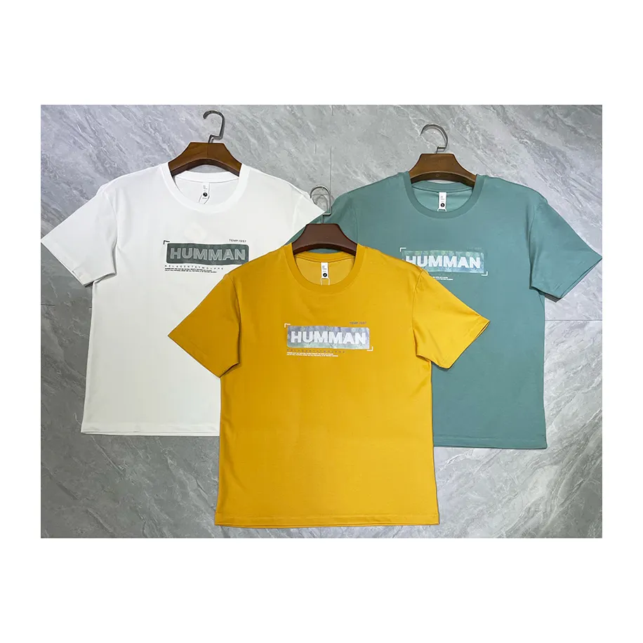 Camiseta de manga corta de algodón puro 3D personalizada al por mayor con estampado de letras a la moda para hombres jóvenes