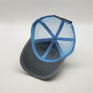 Promotional Price Sports Distress Denim Caps Hook <strong>and</strong> <strong>Loop</strong> <strong>Closure</strong> Printed Patches 6 Panel Trucker Hats - Product Image 6