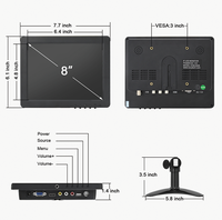 Monitor de Cámara de Vigilancia para Automóvil, Mini Monitor LCD de 8 Pulgadas con Puerto de Conexión VGA, HDMI, AV, BNC y USB