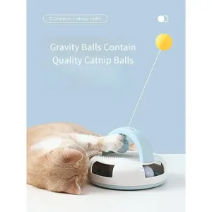 Jouet pour chat à auto-entretenir avec boule de catnip, teaser de <span class=keywords><strong>ping</strong></span>-<span class=keywords><strong>pong</strong></span> oscillant et disque rotatif - Product Image 3