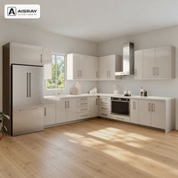 Meuble de cuisine sur mesure ultra brillant, aménagement en L de luxe, fournitures pour projets résidentiels, boîtes en panneaux mélaminés et rangements extractibles
