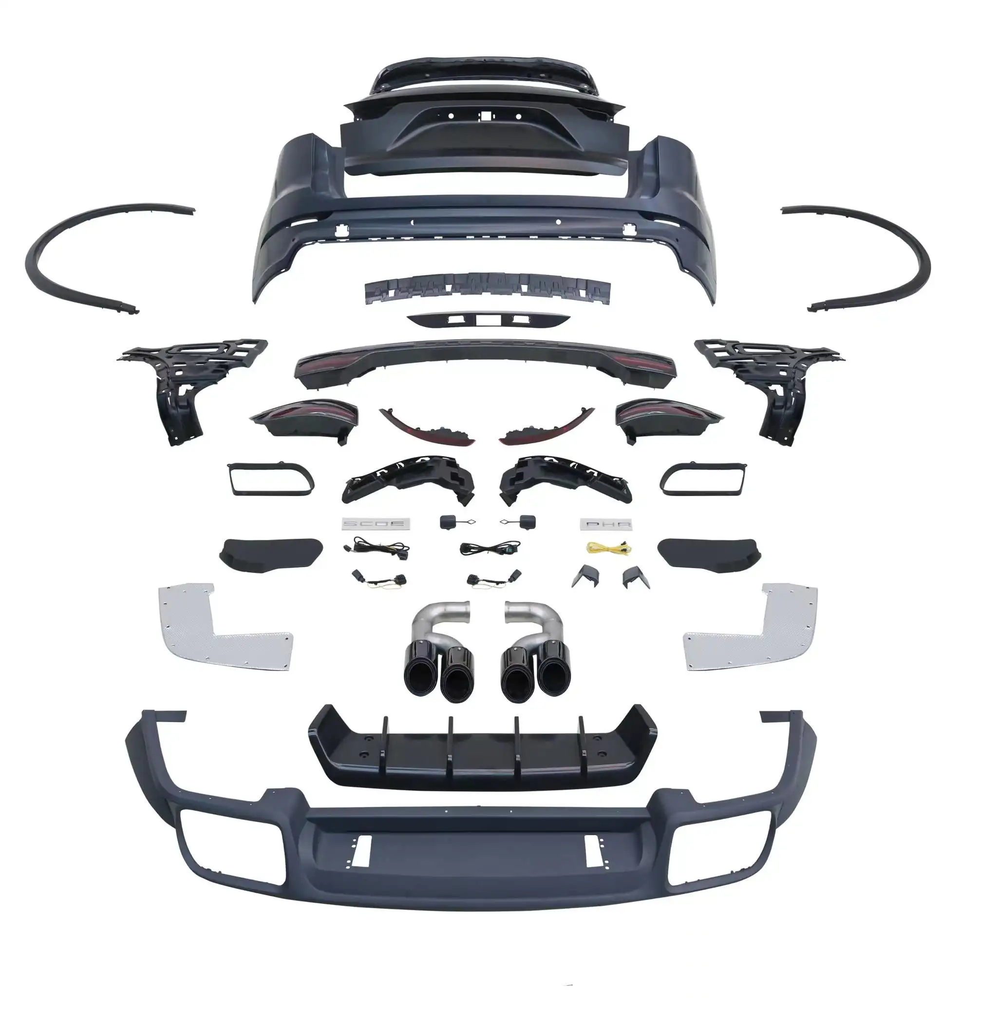 Per Porsche Cayenne bodykit kit posteriore per paraurti posteriore 2011-2014 modificato a 2022 turbo Y90 con paraurti posteriore porta posteriore