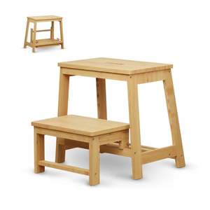 Taburete escalonado plegable de bambú con estructura resistente, superficie escalonada ancha para un taburete escalonado plegable de seguridad - Product Image 1