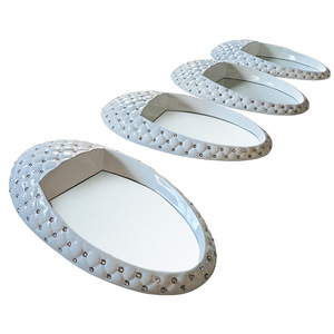 Saiyou Oval Wall <b>Mirror</b> <b>White</b> And Pink Framed Decorative For Commercial Venues - Product Image 3